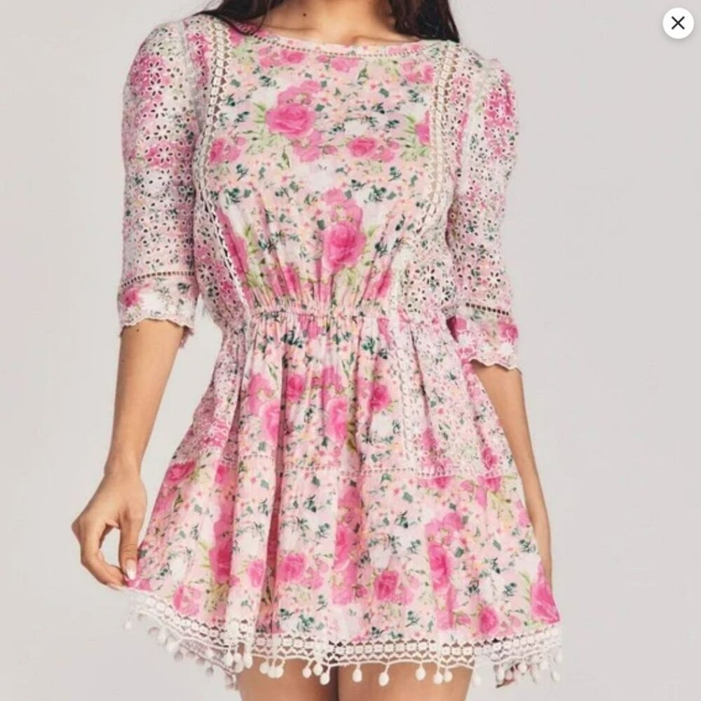 LoveShackFancy Novalie Dress in Magenta Flower Fields